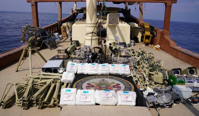 A boat full of ammunition found by U.S. Navy