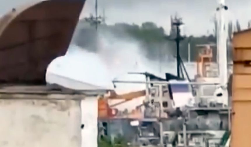 Vessel on fire in Crimea's Sevastopol