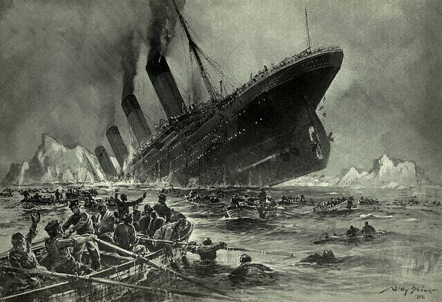 The sinking of the Titanic, a 1912 illustration by Willy Stöwer
