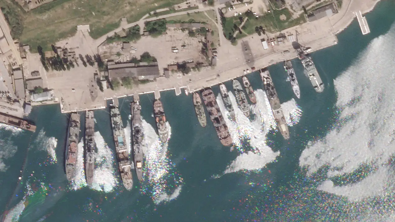 A satellite image of Kommuna in Sevastopol on April 20. PHOTO © 2024 PLANET LABS INC. ALL RIGHTS RESERVED. REPRINTED BY PERMISSION