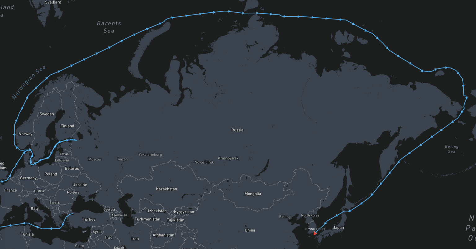 Flying Fish 1’s Route - Via: Ship Atlas