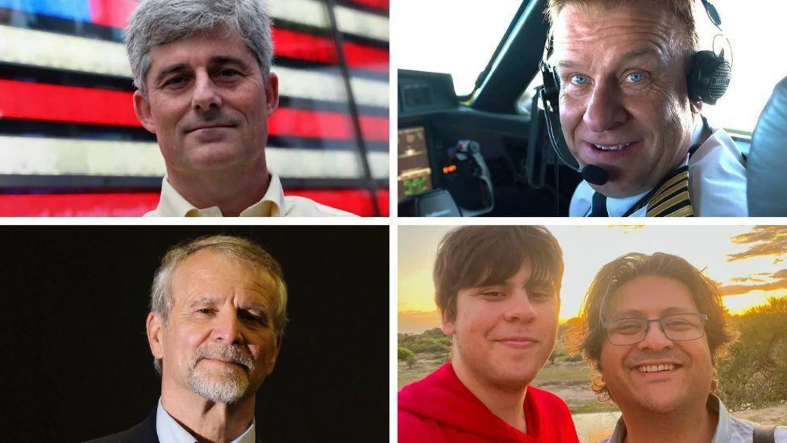 Clockwise from top left: Stockton Rush, Hamish Harding, Shahzada Dawood and his son Suleman, and Paul-Henri Nargeolet were all onboard the Titan